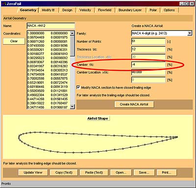 Creating an airfoil with negative camber